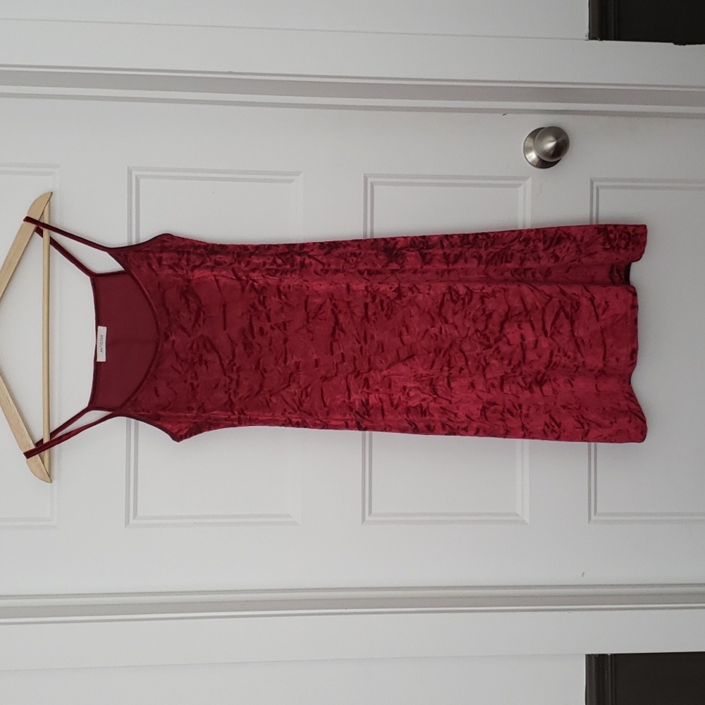 Vintage Crushed Velvet Mini-dress - Size M - Cherry Red